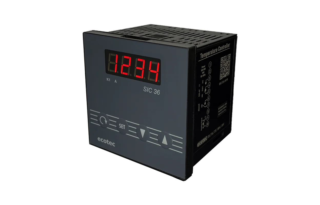 کنترلرحرارتی اکوتک Ecotec -SIC36 با نمایشگر یک ردیفه مولتی رنج مدلecotec SIC36 JKR1 96*96 با وردی ترموکوپلPT100 J&K