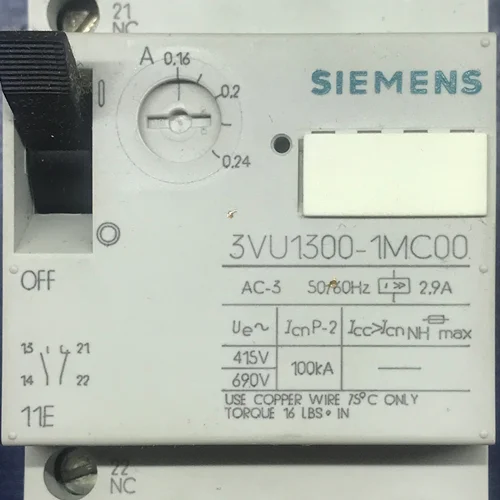 کلید حرارتی زیمنس آلمان مدل   - 1NO/1NC -0.24 - 0.16/ 3VU1300-1MCOO