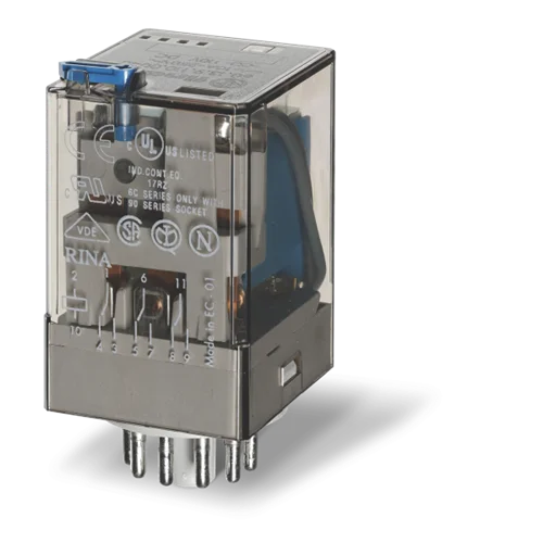 رله فیندر ۱۱ پایه(Finder ) ایتالیا مدل ۳ باز ۳NO/ NC بسته ۱۰A با بوبین DC110V سریال .۶۰.۱۳.9.110.0040