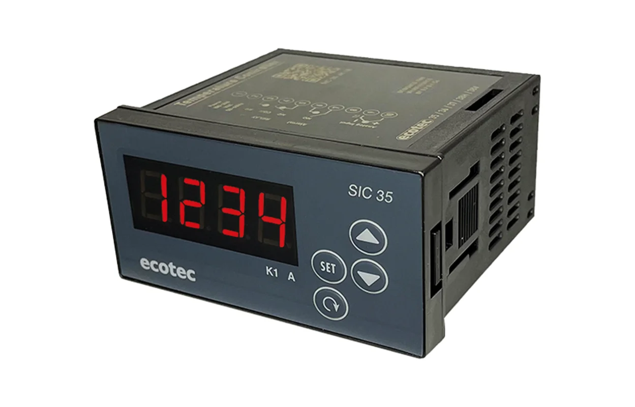 کنترلرحرارتی اکوتک ecotec با نمایشگر یک ردیفه مولتی رنج مدل افقی ecotec SIC35 -H 48*96 با وردی ترموکوپلPT100 J&K